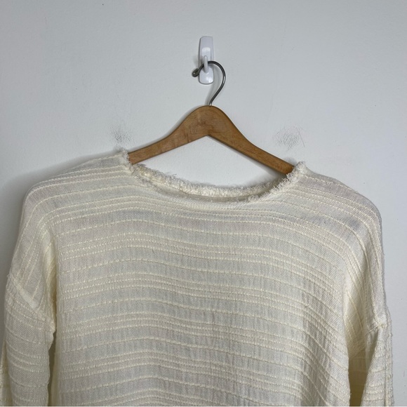 McGuire Linen Cotton Blend Split Long Sleeve Tie Top Blouse S Textured Luxury - Picture 6 of 16